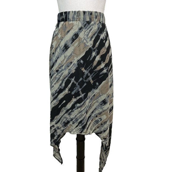 Robert Louis Skirt size Extra Large Black Gray Sheer A Line Scarf Sheer Boho - Picture 1 of 10